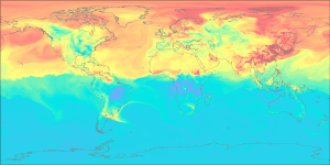 Summer School for Inverse Modeling of Greenhouse Gasses poster. Map of earth with gas layer in multiple colors