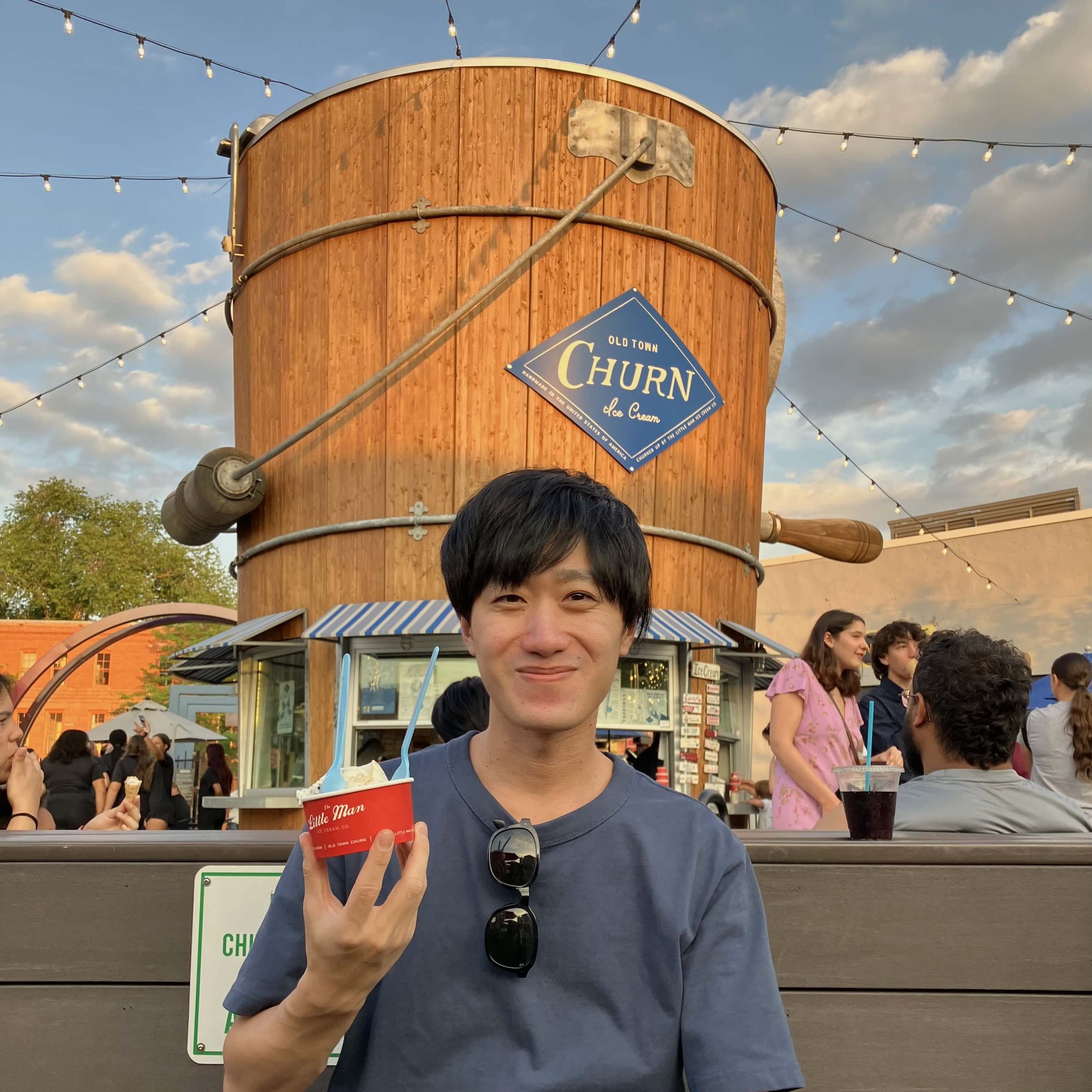 Taiga eating ice cream in Fort Collins